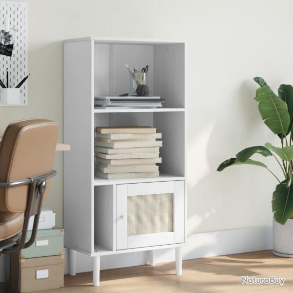 Biblioth�que SENJA aspect de rotin blanc bois massif de pin alsavelo