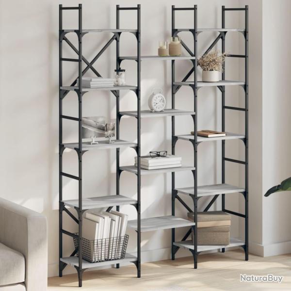 Biblioth�que sonoma gris 127,5x28,5x172,5 cm bois d'ing�nierie