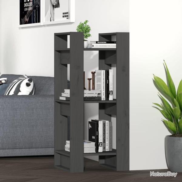 Biblioth�que/S�parateur de pi�ce Gris 41x35x91 cm Pin solide alsavelo