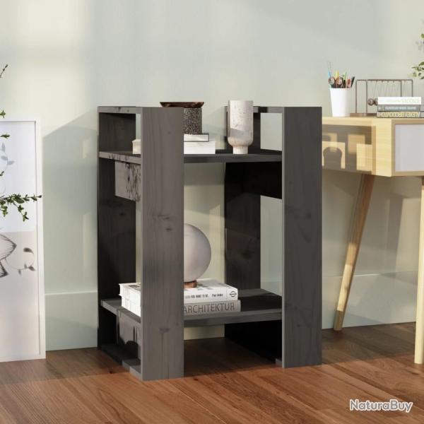 Biblioth�que/S�parateur de pi�ce Gris 41x35x57 cm Pin solide alsavelo