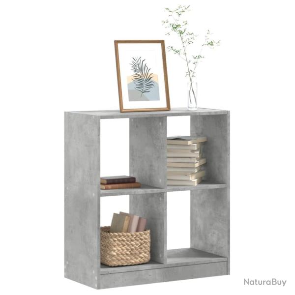 Biblioth�que gris b�ton 68,5x32x75 cm bois d'ing�nierie alsavelo
