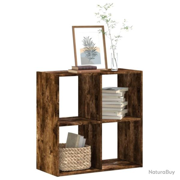 Biblioth�que ch�ne fum� 68,5x32x68,5 cm bois d'ing�nierie alsavelo