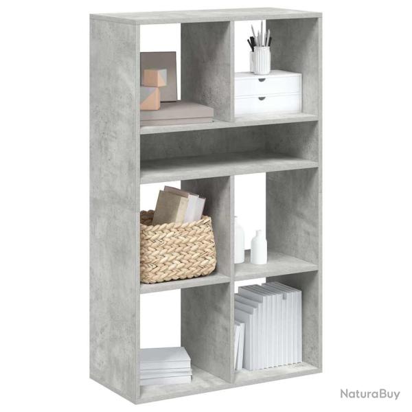Biblioth�que gris b�ton 66x31x112 cm bois d'ing�nierie