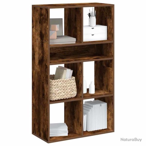 Biblioth�que ch�ne fum� 66x31x112 cm bois d'ing�nierie