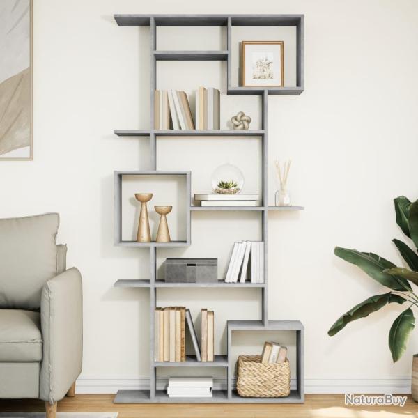 Biblioth�que gris b�ton 92x29x188 cm bois d'ing�nierie alsavelo