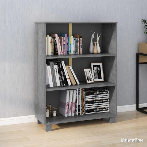 Biblioth�que HAMAR Gris fonc� 85x35x112 cm Bois de pin massif alsavelo