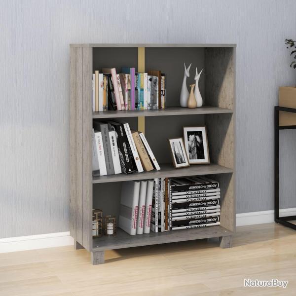 Biblioth�que HAMAR Gris clair 85x35x112 cm Bois de pin massif alsavelo