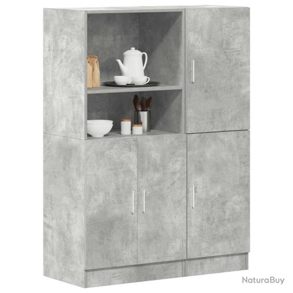 Ensemble d'armoires de cuisine 2 pcs gris b�ton bois ing�nierie alsavelo