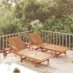 Ensemble de chaises longues lot de 2 table Bois acacia massif