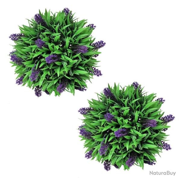 2 boules de buis artificiel avec lavande 28 cm alsavelo