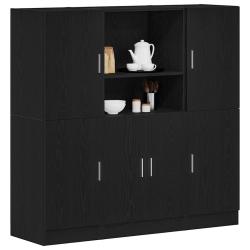Ensemble d'armoires de cuisine 3 pcs noir bois d'ing&eacute;nierie alsavelo