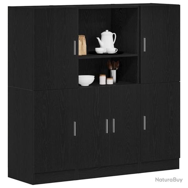Ensemble d'armoires de cuisine 3 pcs noir bois d'ing�nierie