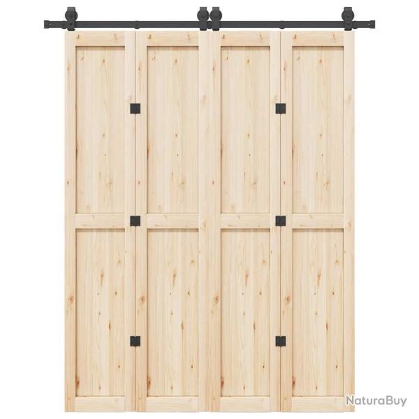 Kit de quincaillerie de porte coulissante 183 cm Acier Noir