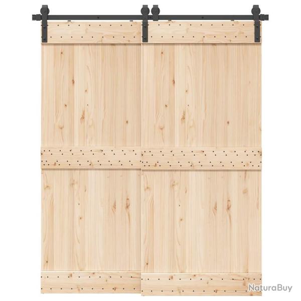 Kit de quincaillerie de porte coulissante 183 cm Acier Noir