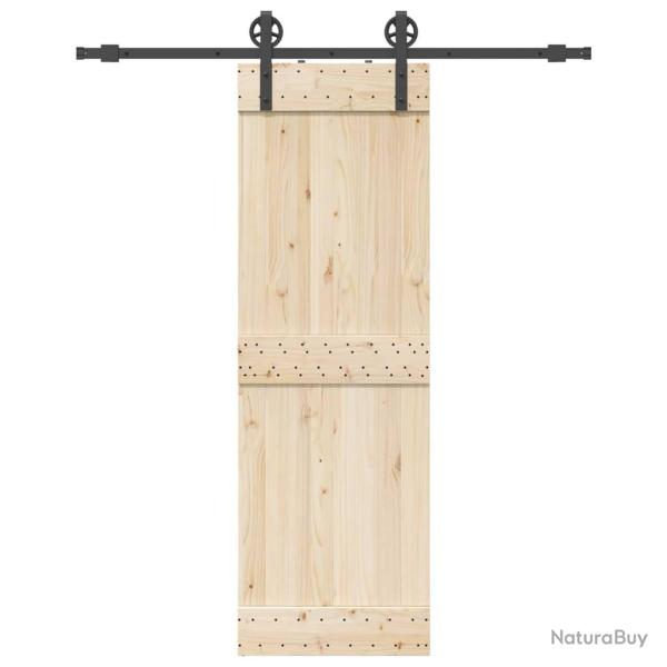 Kit de quincaillerie de porte coulissante 183 cm Acier Noir