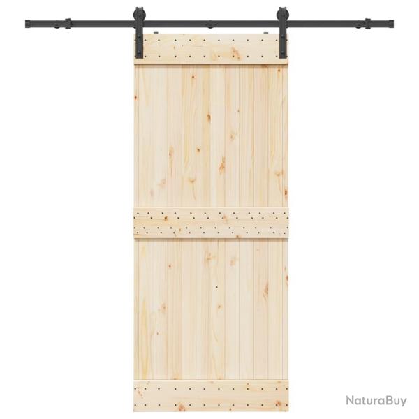 Kit de quincaillerie de porte coulissante 183 cm Acier Noir