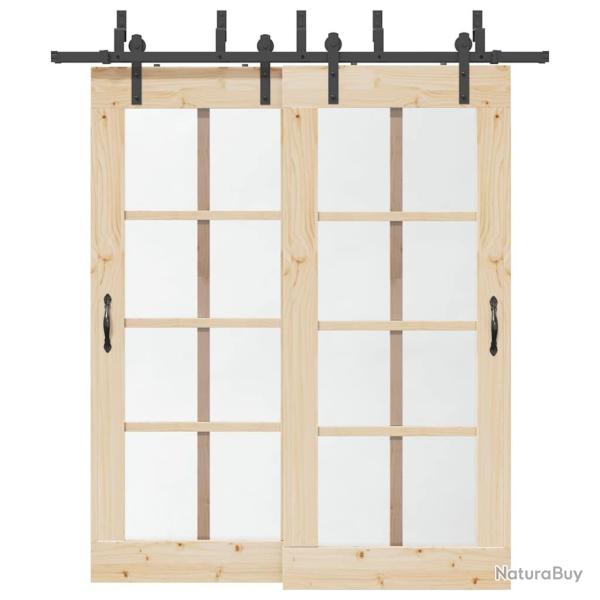 Kit de quincaillerie de porte coulissante 200 cm Acier Noir