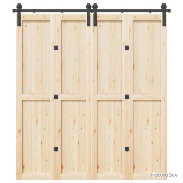 Kit de quincaillerie de porte coulissante 200 cm Acier Noir