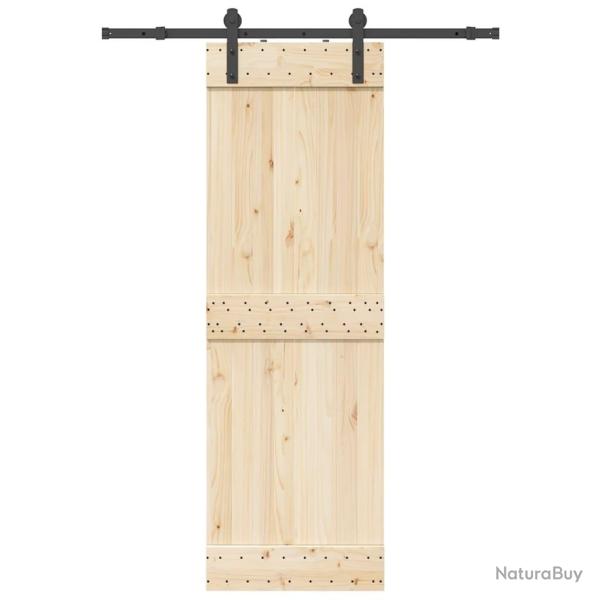 Kit de quincaillerie de porte coulissante 152 cm acier noir