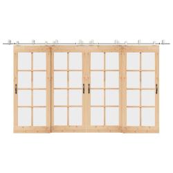 Kit fixation porte coulissante 200 cm Acier inoxydable Argent&eacute;