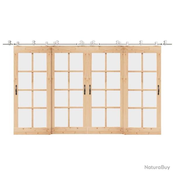 Kit fixation porte coulissante 200 cm Acier inoxydable Argent�