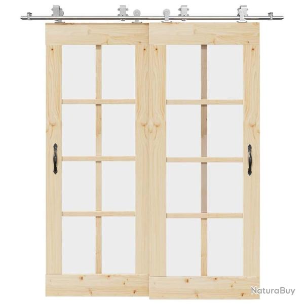 Kit fixation porte coulissante 200 cm Acier inoxydable Argent�