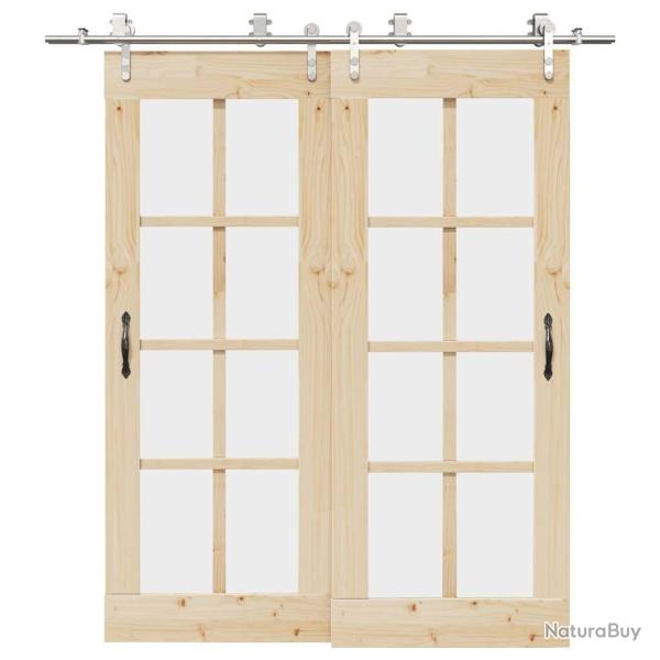 Kit fixation porte coulissante 200 cm Acier inoxydable Argent�