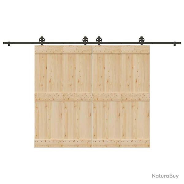 Kit de quincaillerie de porte coulissante 366 cm acier noir