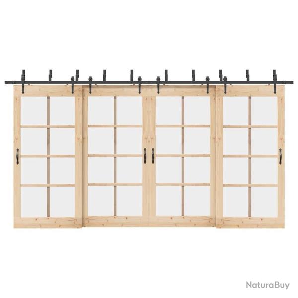 Kit de quincaillerie de porte coulissante 427 cm acier noir