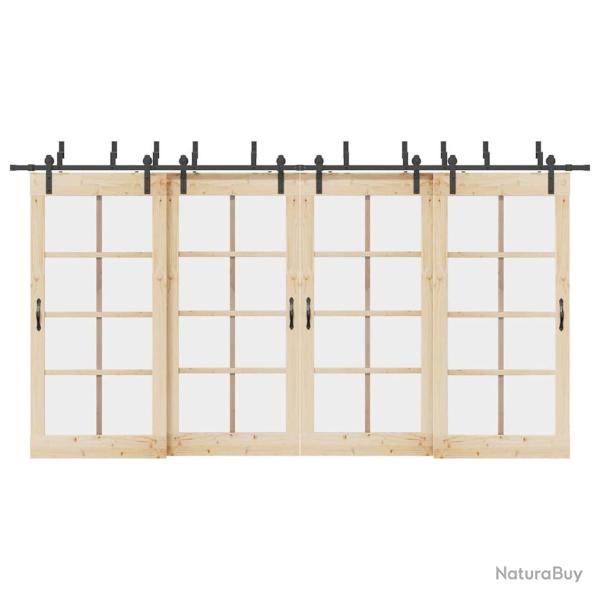 Kit de quincaillerie de porte coulissante 427 cm acier noir