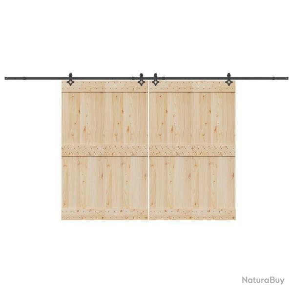 Kit de quincaillerie de porte coulissante 427 cm acier noir