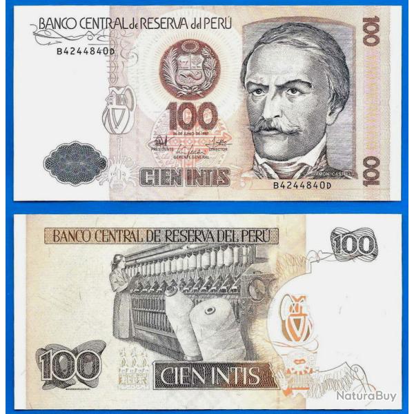 Perou 100 Intis 1987 Neuf Castilla Amerique du Sud Billet
