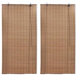 Stores roulants en bambou 2 pcs 150x220 cm Marron alsavelo