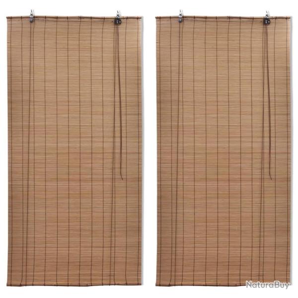 Stores roulants en bambou 2 pcs 150x220 cm Marron alsavelo