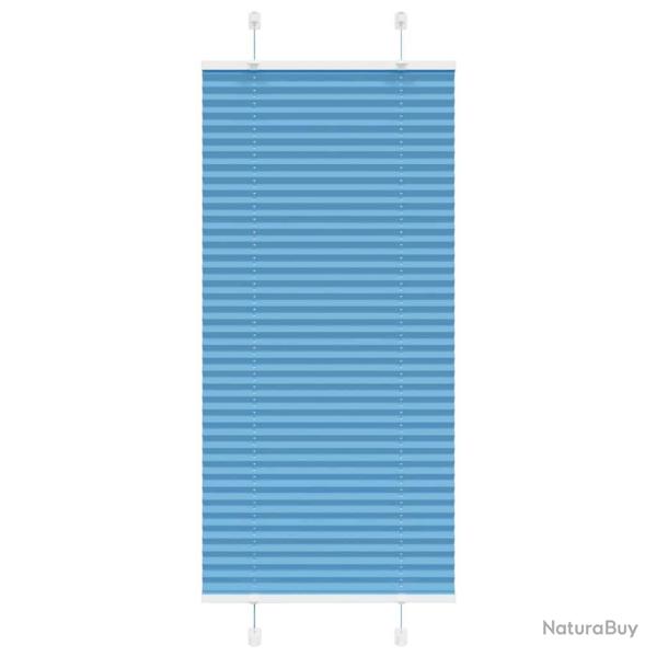 Store pliss� bleu 65x150 cm largeur du tissu 64,4 cm polyester alsavelo