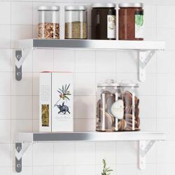 Supports d'&eacute;tag&egrave;res 4pcs 15x2,5x11,5cm argent&eacute; acier inoxydable alsavelo