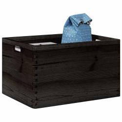 Bo&icirc;te en bois avec poign&eacute;es noir 40x30x23 cm bois de pin massif