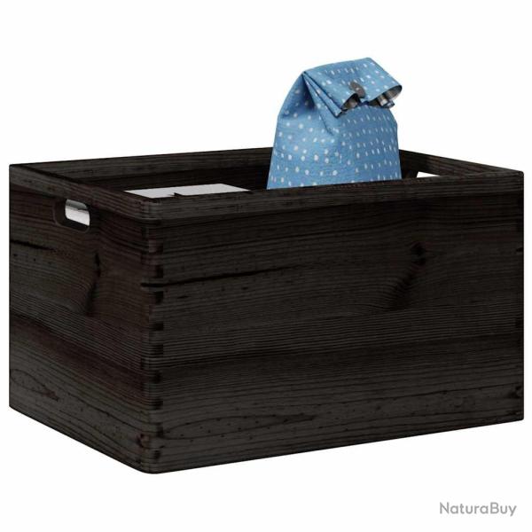 Bo�te en bois avec poign�es noir 40x30x23 cm bois de pin massif