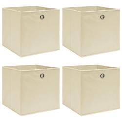 Bo&icirc;tes de rangement 4 pcs Cr&egrave;me 32x32x32 cm Tissu