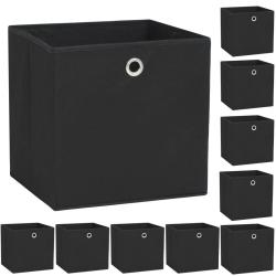 Bo&icirc;te de rangement 10 pcs Tissu non-tiss&eacute; 32x32x32 cm Noir
