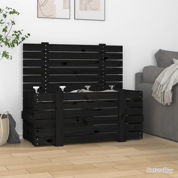 Bo�te de rangement Noir 91x40,5x42 cm Bois massif de pin