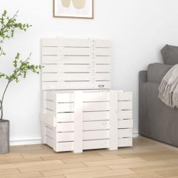 Bo&icirc;te de rangement Blanc 58x40,5x42 cm Bois massif de pin