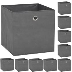 Bo&icirc;te de rangement 10 pcs Tissu non-tiss&eacute; 32x32x32 cm Gris alsavelo
