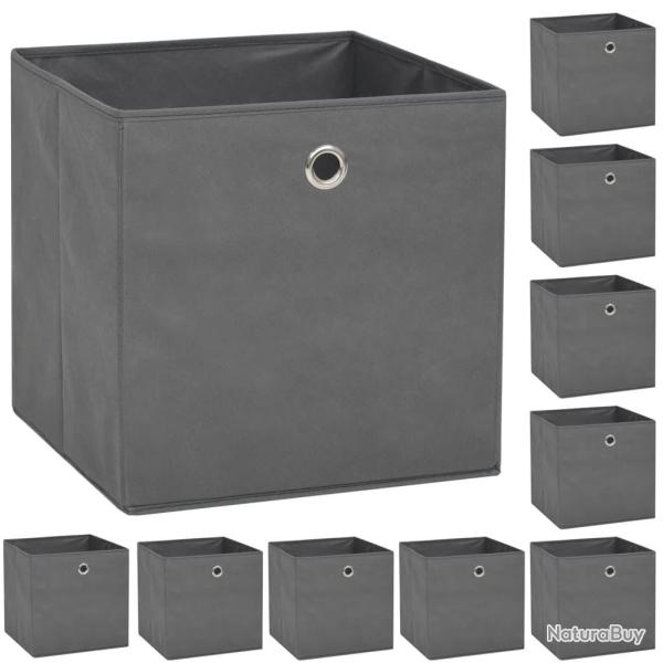 Bo�te de rangement 10 pcs Tissu non-tiss� 32x32x32 cm Gris