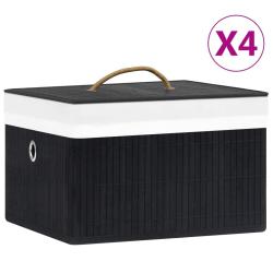 Bo&icirc;tes de rangement en bambou 4 pcs Noir