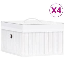 Bo&icirc;tes de rangement en bambou 4 pcs Blanc alsavelo
