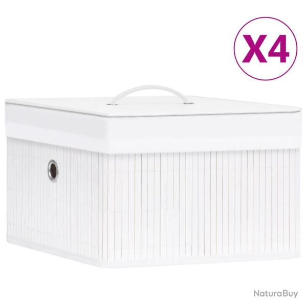 Bo�tes de rangement en bambou 4 pcs Blanc alsavelo