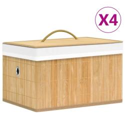 Bo&icirc;tes de rangement en bambou 4 pcs alsavelo