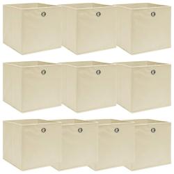 Bo&icirc;tes de rangement 10 pcs Cr&egrave;me 32x32x32 cm Tissu