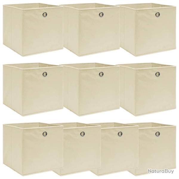 Bo�tes de rangement 10 pcs Cr�me 32x32x32 cm Tissu